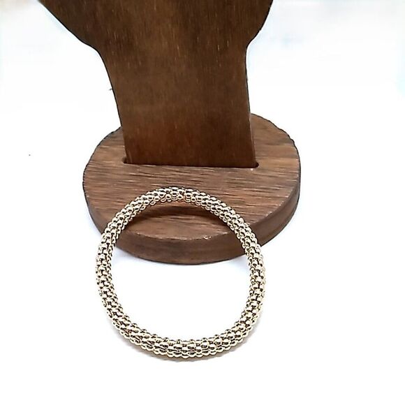 Gold-tone Beaded Stretch Bracelet Fits Wrist 6.5-7.25" - Picture 8 of 11